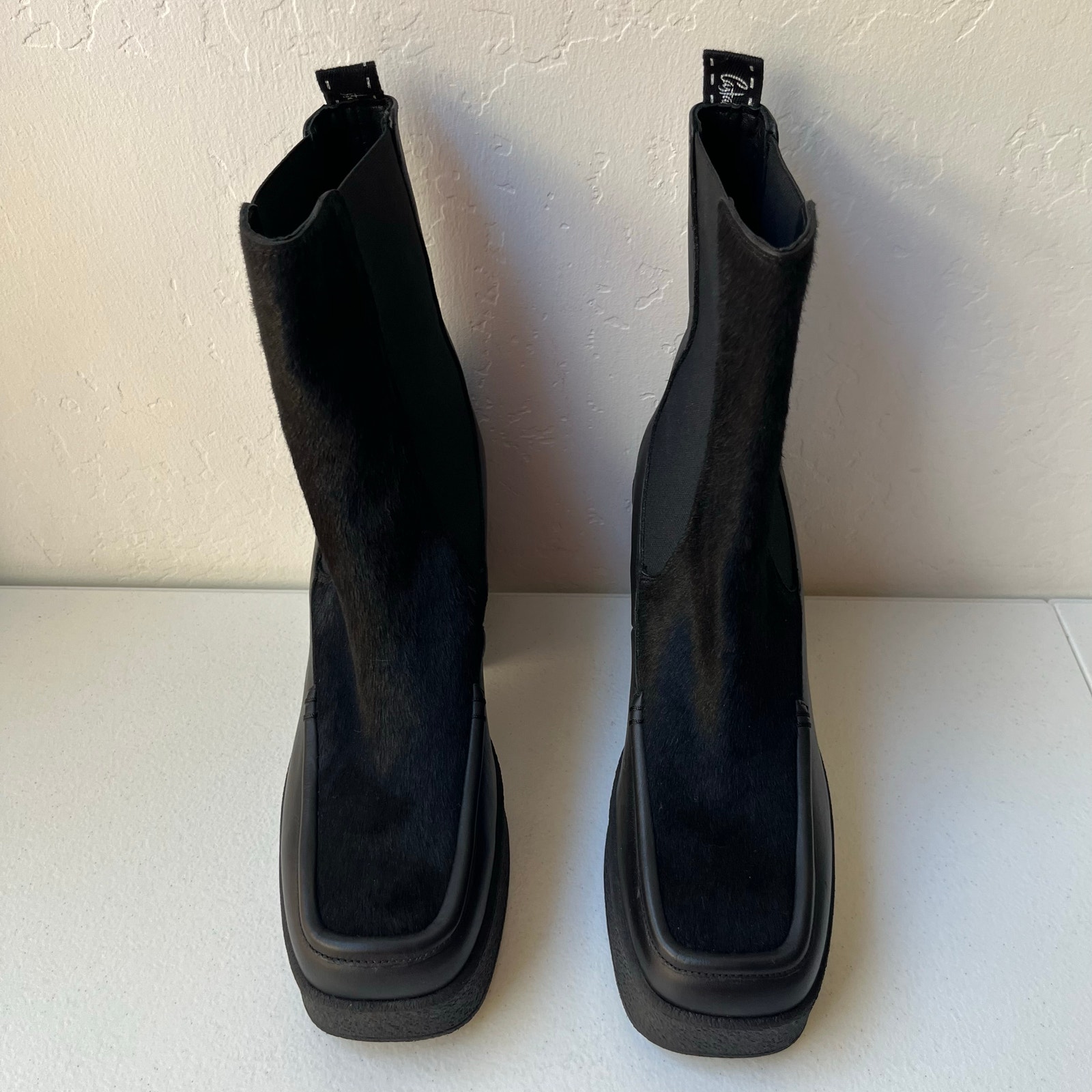 Castaer Emmet Leather Calf Hair Platform Ankle Boots Black Size Eu 38/Us 7.5 — image 4 of 8